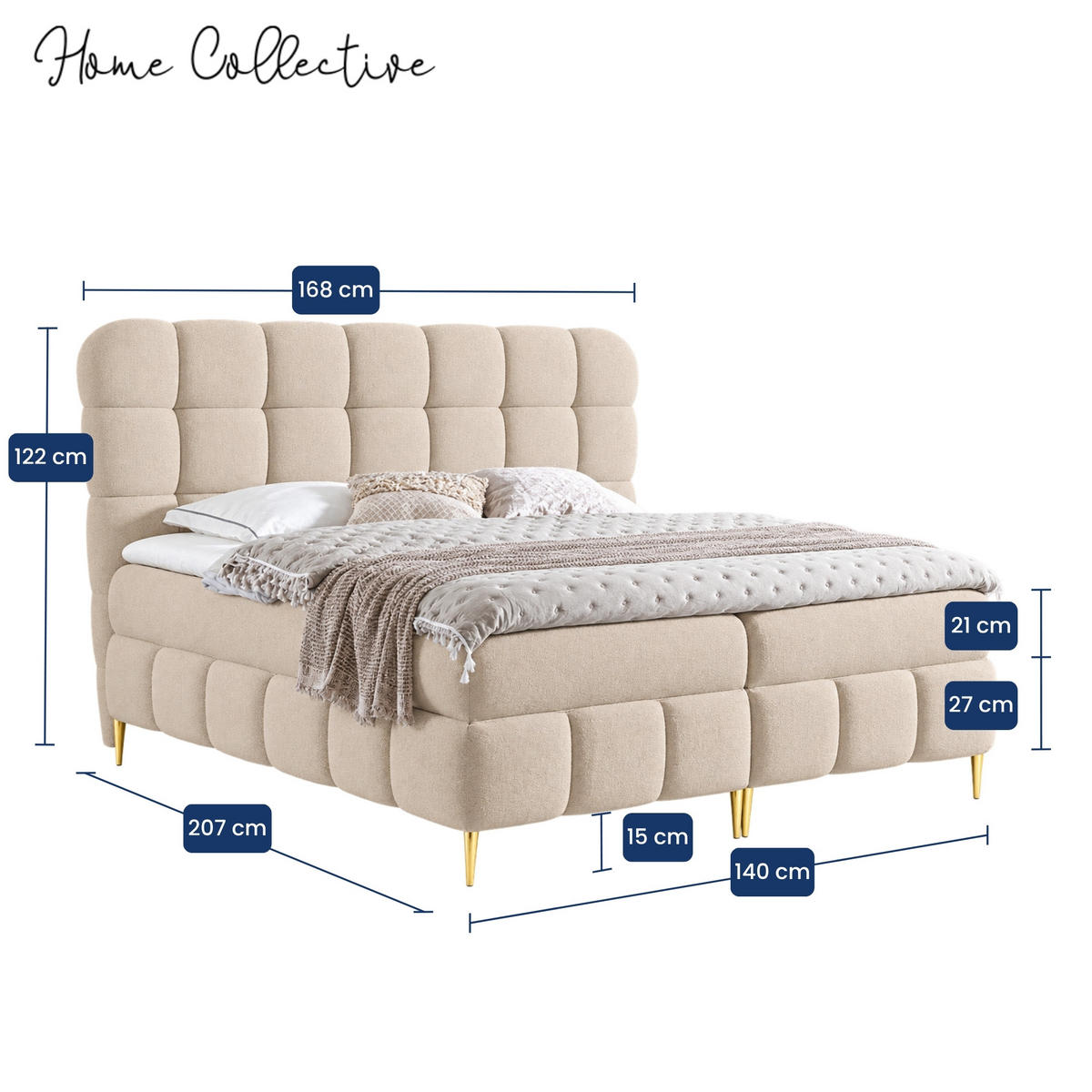 BOXBETT mit Stauraum in 140x200 cm in Beige - Beige, Textil (140/200cm) - Home Collective