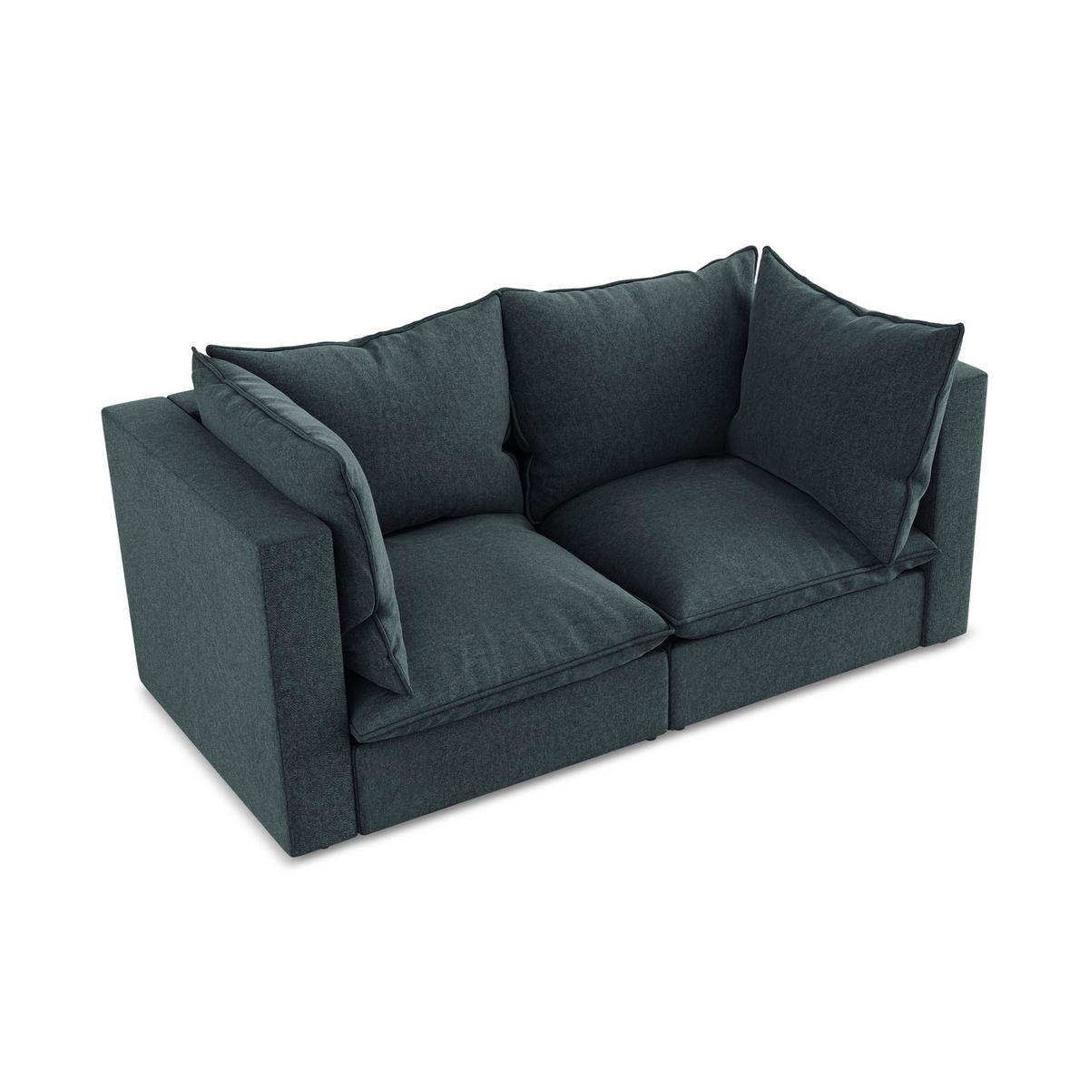 2-SITZER SOFA Samt Stoff Blau - Blaugrau/Schwarz, Holzwerkstoff/Kunststoff (180/77/90cm) - LaMiaSofa