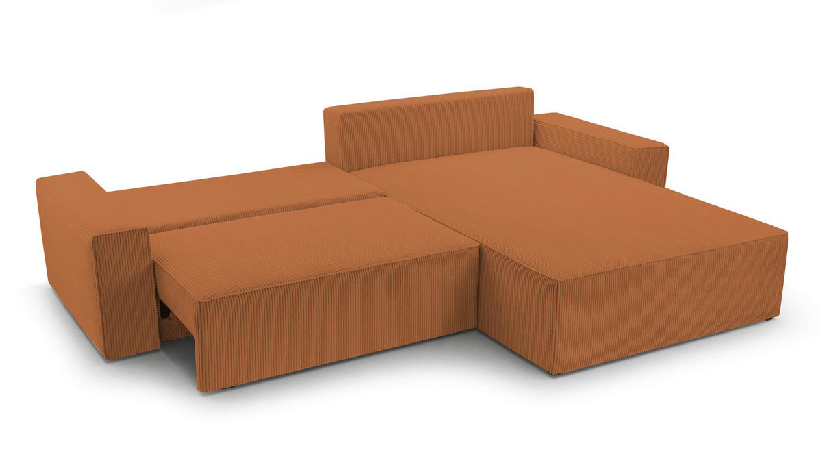 ECKSOFA - Denver L - Orange - Orange, Holz (290/200cm) - Möblo
