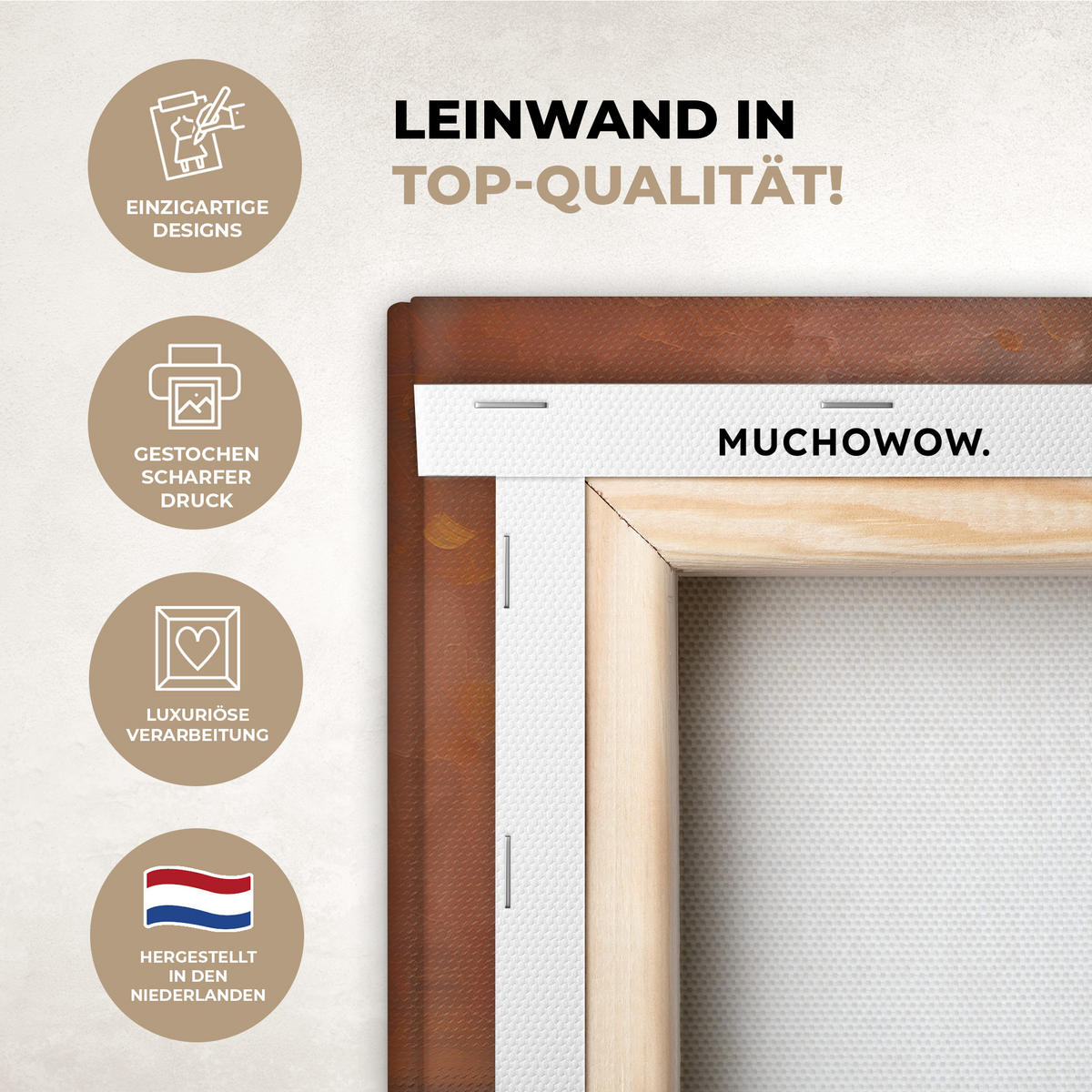 LEINWANDBILD Abstrakt - Baum - Weiß - Blätter Deko Schlafzimmer 30x20 cm - Braun, Textil (30/20cm) - MuchoWow