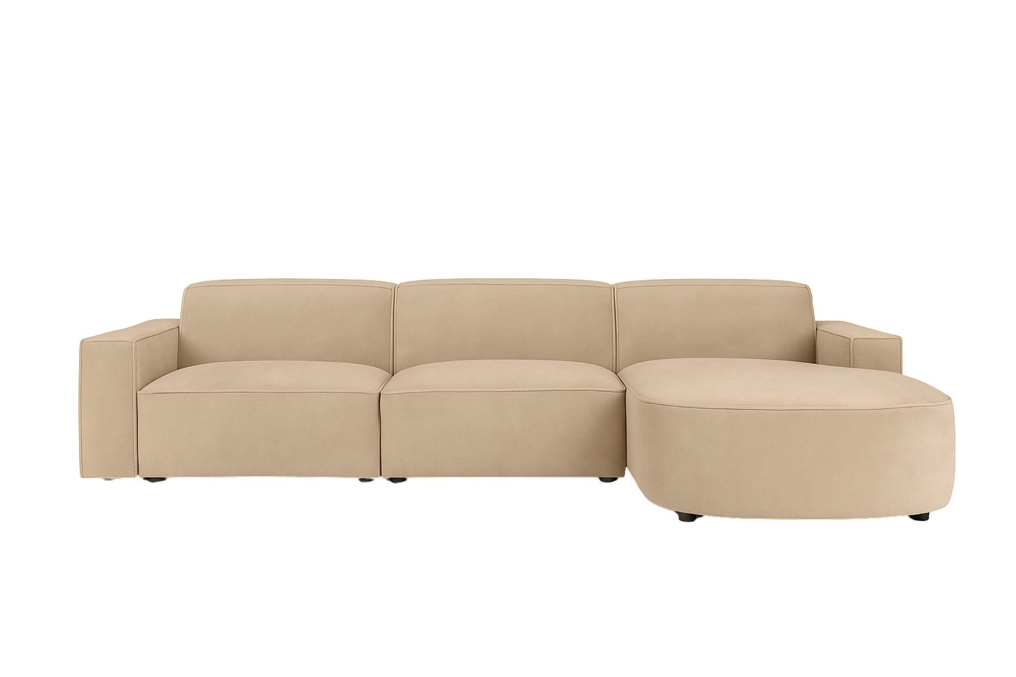 ECKSOFA Cursal Round L-Form, Stoff Salvador, Beige, Rechts - Beige, Holz (284/166cm) - Kaiser Möbel
