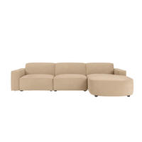 ECKSOFA Cursal Round L-Form, Stoff Salvador, Beige, Rechts - Beige, Holz (284/166cm) - Kaiser Möbel