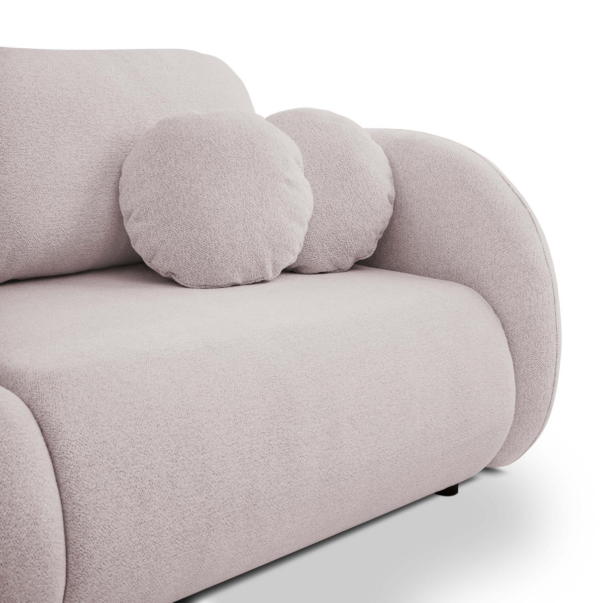 SOFA LOOP Schlaffunktion & Bettkasten PUR-Schaum Schwarze Kunststofffüße skandinavischer Stil lose Rückenkissen freistehend 234x112x86 cm Rose - Rosa, Holz/Textil (234/86/112cm) - DomoHome