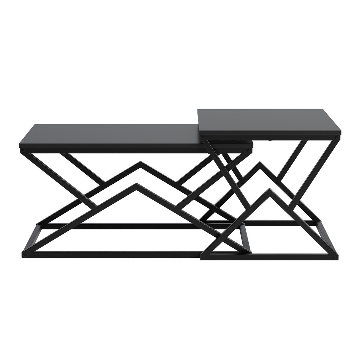 COUCHTISCH mit Holzplatte und Metallgestell, Schwarz - Schwarz, Metall (50/80/40cm)
