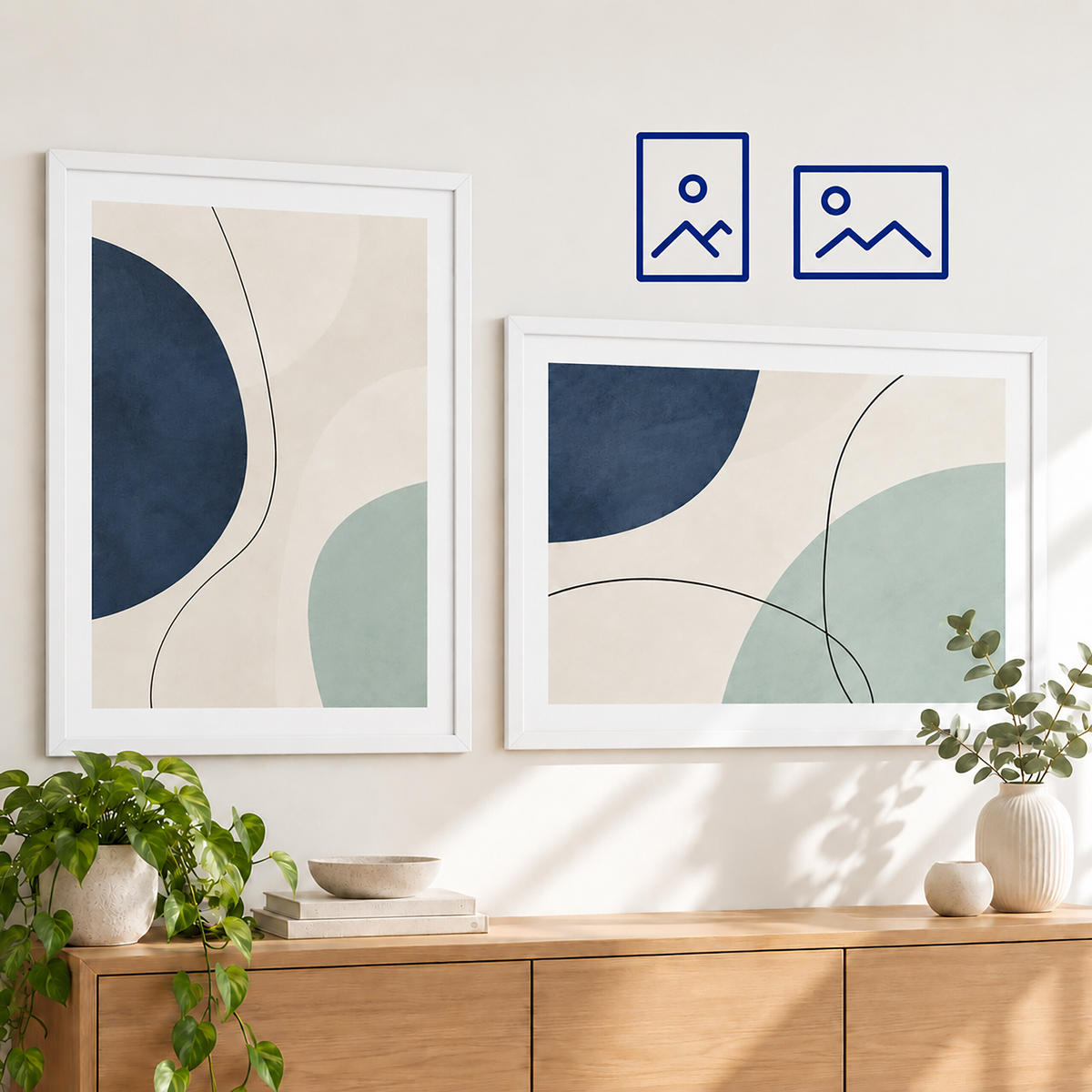 RÁM Biely DIN A1 3-dielna-sada - biela, kompozitné drevo/plast (64/88cm) - Relaxdays