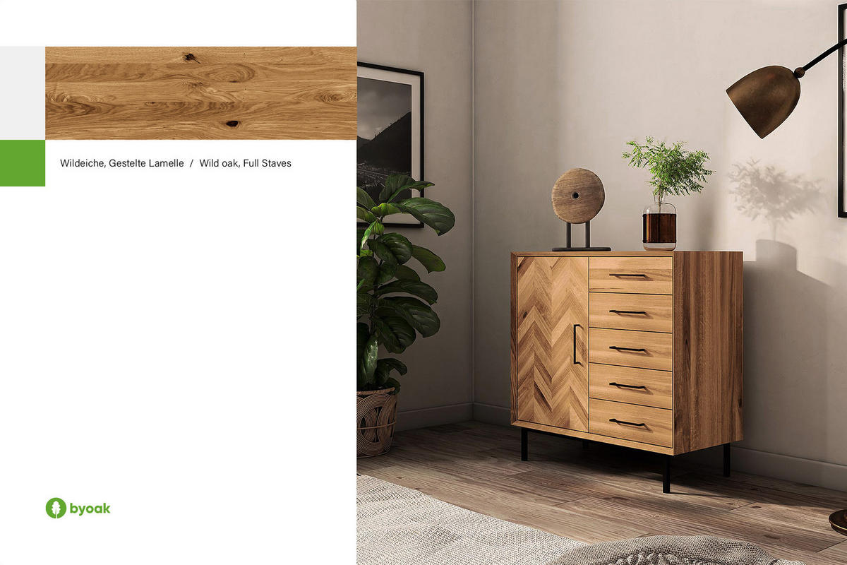 KOMMODE HOCH LEON Wildeiche - Wildeiche, Holz (97/95/45cm) - byoak