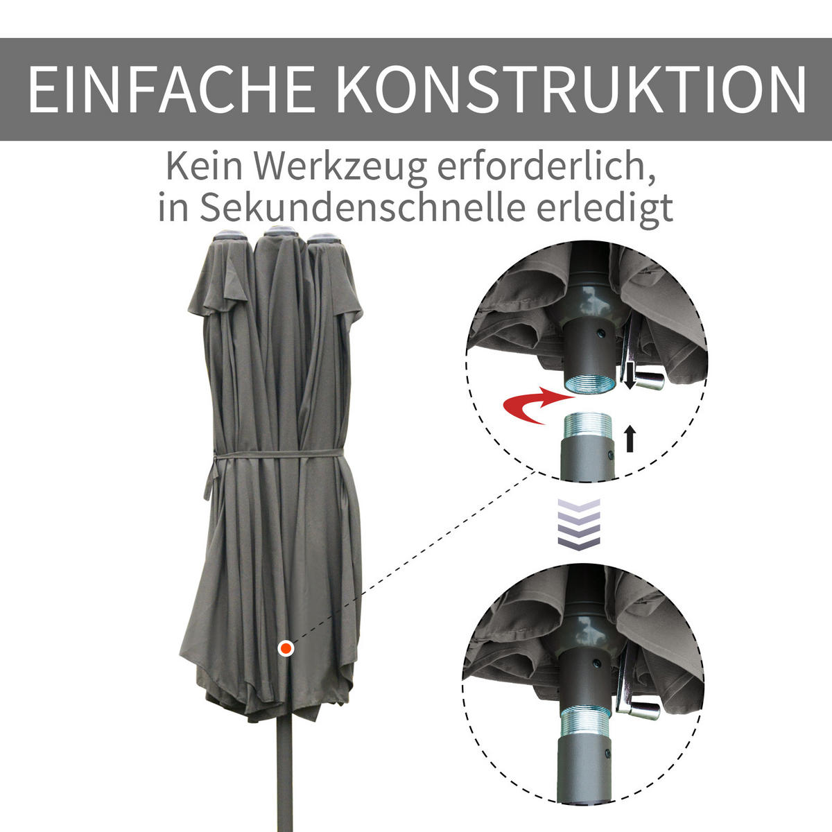 SONNENSCHIRM Doppelsonnenschirm Gartenschirm Dunkelgrau - Dunkelgrau, Metall (270/460cm) - ComfortXL