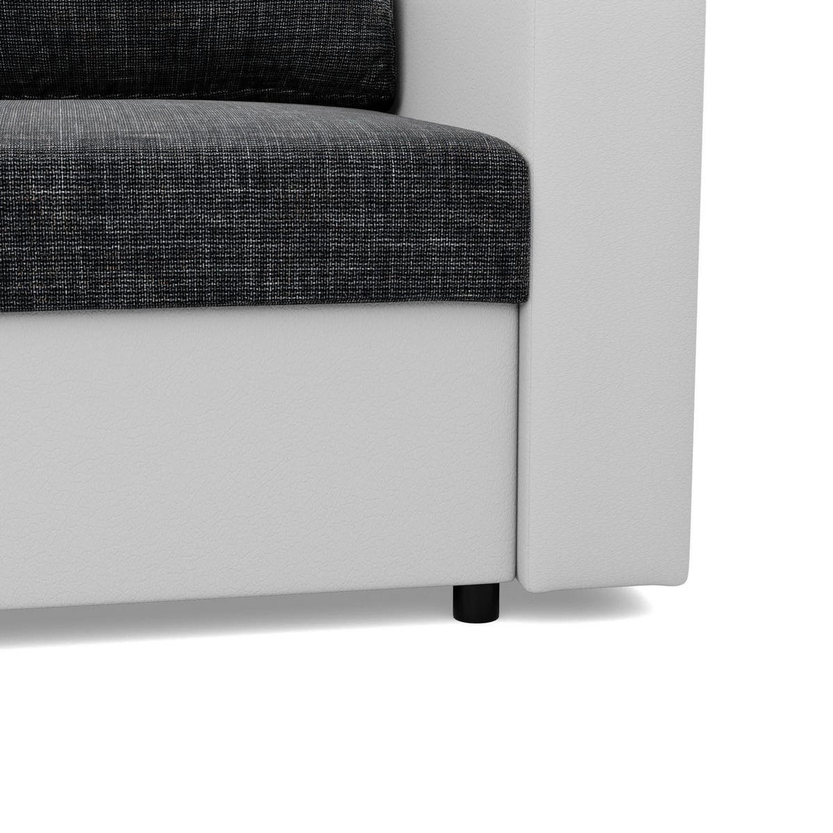 SOFA 3-SITZER MIT SCHLAFFUNKTION LUNA, Schwarz + Grau - Schwarz/Grau, Textil (220/92/92cm)