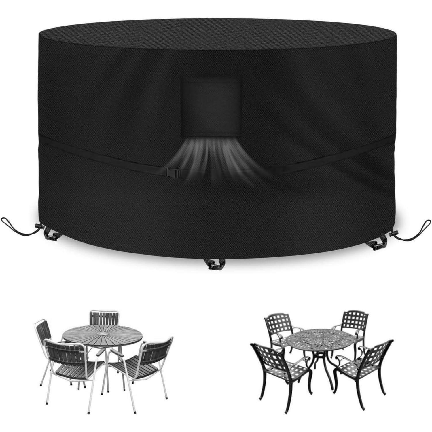 ABDECKHAUBE für Gartenmöbel Rund Ø135 x 80 cm Wasserdicht UV-beständig 420D Oxford Gewebe - Schwarz, Textil (26/4/35cm)