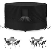 ABDECKHAUBE für Gartenmöbel Rund Ø135 x 80 cm Wasserdicht UV-beständig 420D Oxford Gewebe - Schwarz, Textil (26/4/35cm)