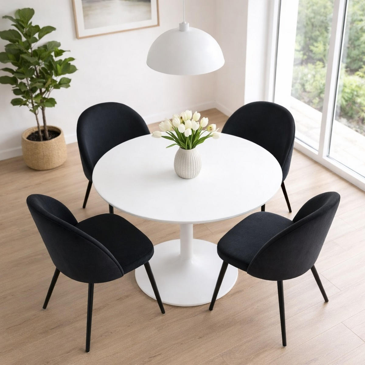 ESSGRUPPE 5-TLG. Carry Weiß, Schwarz - Schwarz/Weiß, Textil (110/74/110cm) - ebuy24