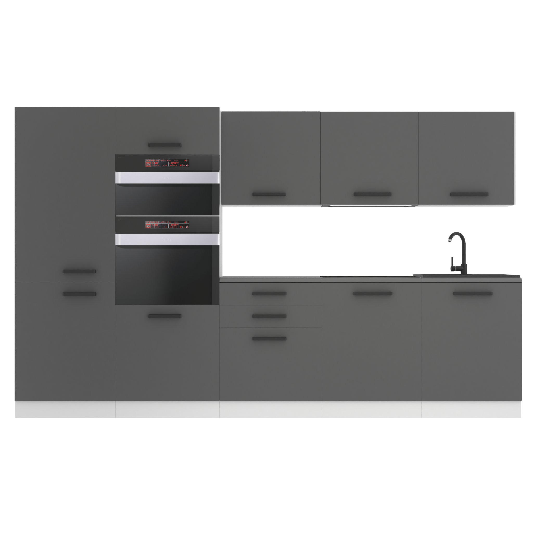 B BELINI GROUP KUCHYŇSKÁ LINKA Grace 300 cm, s pracovními deskami, Stříbrná matná