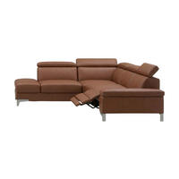 ECKSOFA Talisman Echtleder mit 1 x Relaxfunktion Cognacbraun - Cognac, Leder/Metall (224/271cm)