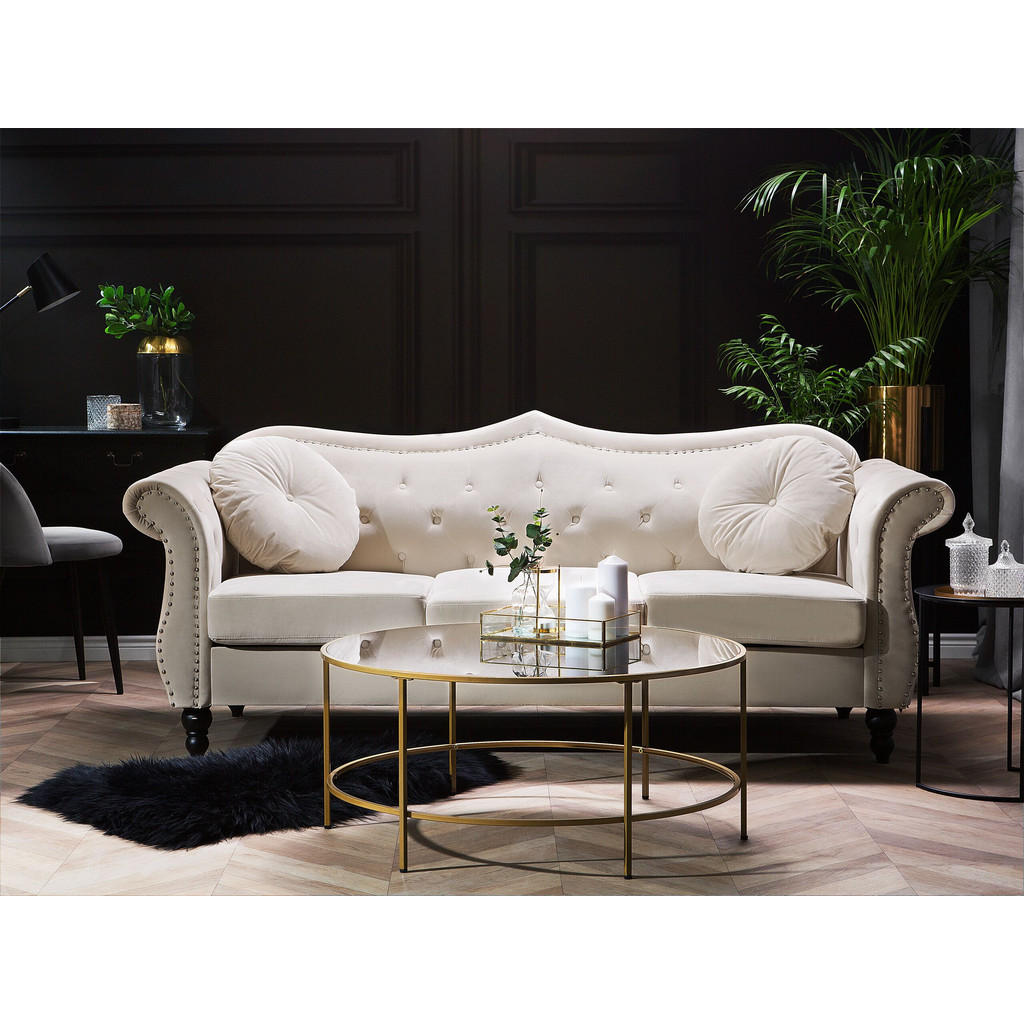 Thumbnail - Beliani 3-Sitzer-Sofa, Beige, Textil, 200x91x83 cm, Wohnzimmer, Sofas & Couches, Sofas, 3-Sitzer Sofas