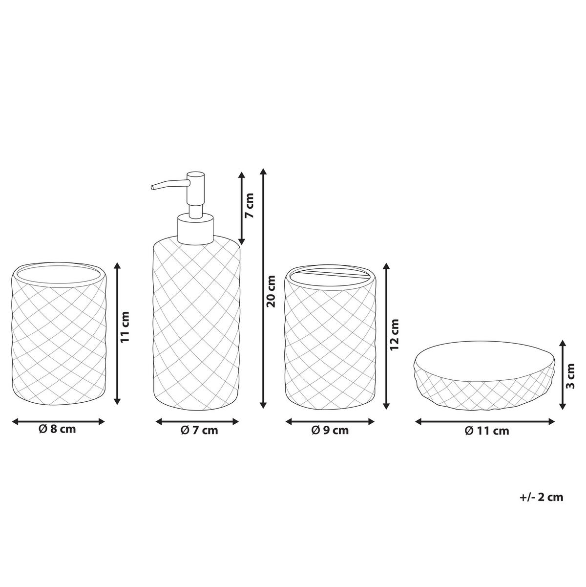 BADEZIMMER Set 4-teilig Glas transparent Tapia - Transparent/Silberfarben, Glas (11/20/9cm) - Beliani