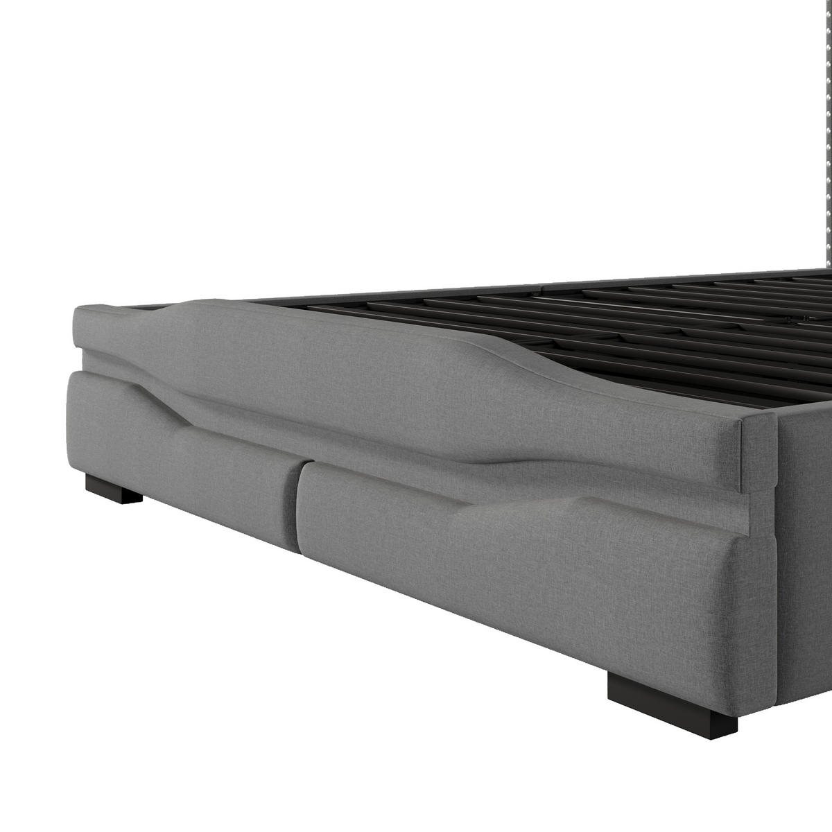 STAURAUMBETT 140/200 cm DE-04721, mit LED und Hydraulik in Grau - Grau, Holzwerkstoff/Metall (140/200cm) - ComfortXL
