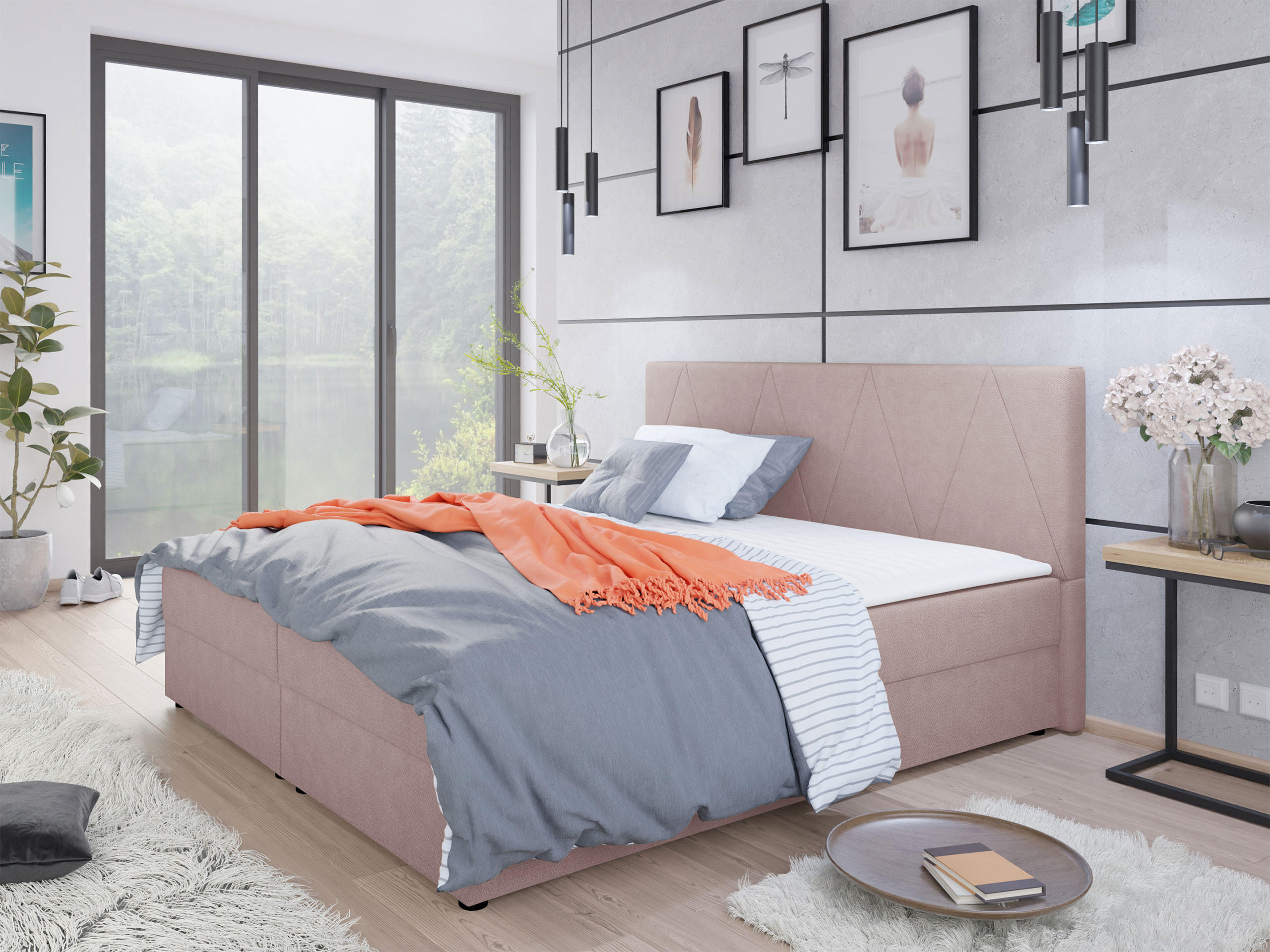 BOXBETT Fado III - Schwarz/Rosa, Holz/Kunststoff (160/200cm) - MIRJAN24