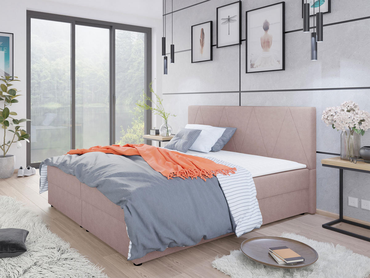 BOXBETT Fado III - Schwarz/Rosa, Holz/Kunststoff (160/200cm) - MIRJAN24