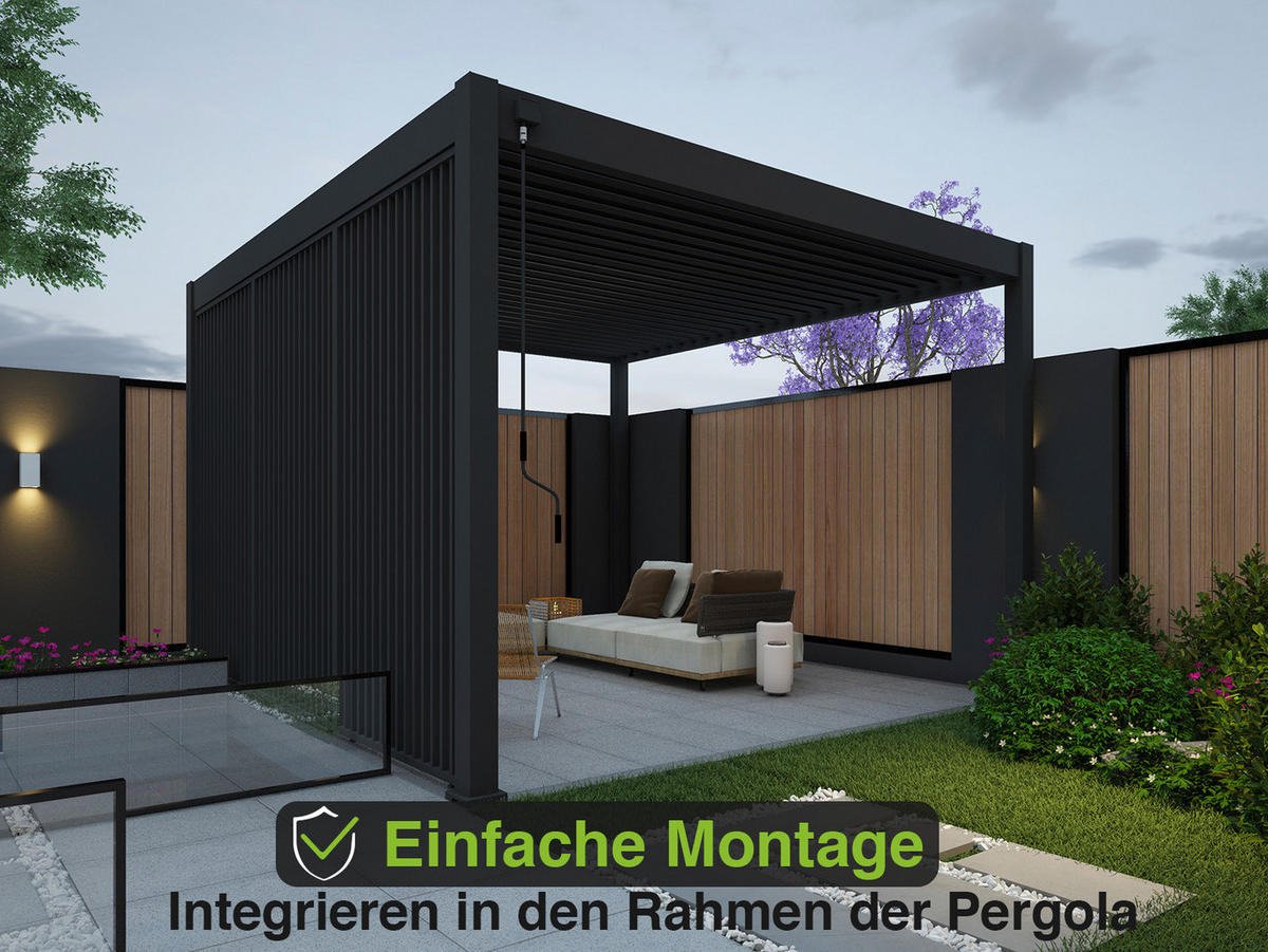 LAMELLENWAND für Pergola vertikal aus Aluminium 93cm grau - Anthrazit, Metall (93/234/6cm) - WEIDE