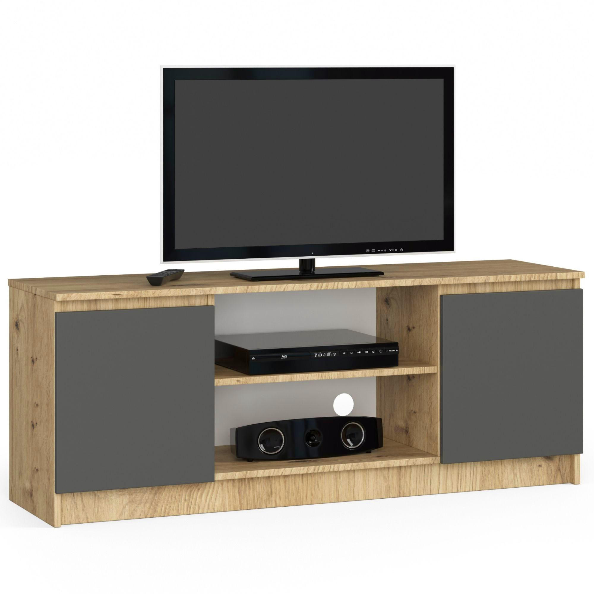 TV-ELEMENT Eiche Artisan, Grau 140x40x55 cm - Eiche Artisan/Grau, Holzwerkstoff (140/55/40cm) - Akord