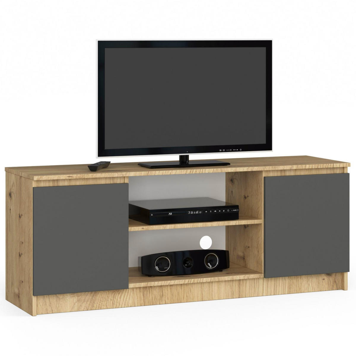 TV-ELEMENT Eiche Artisan, Grau 140x40x55 cm - Eiche Artisan/Grau, Holzwerkstoff (140/55/40cm) - Akord