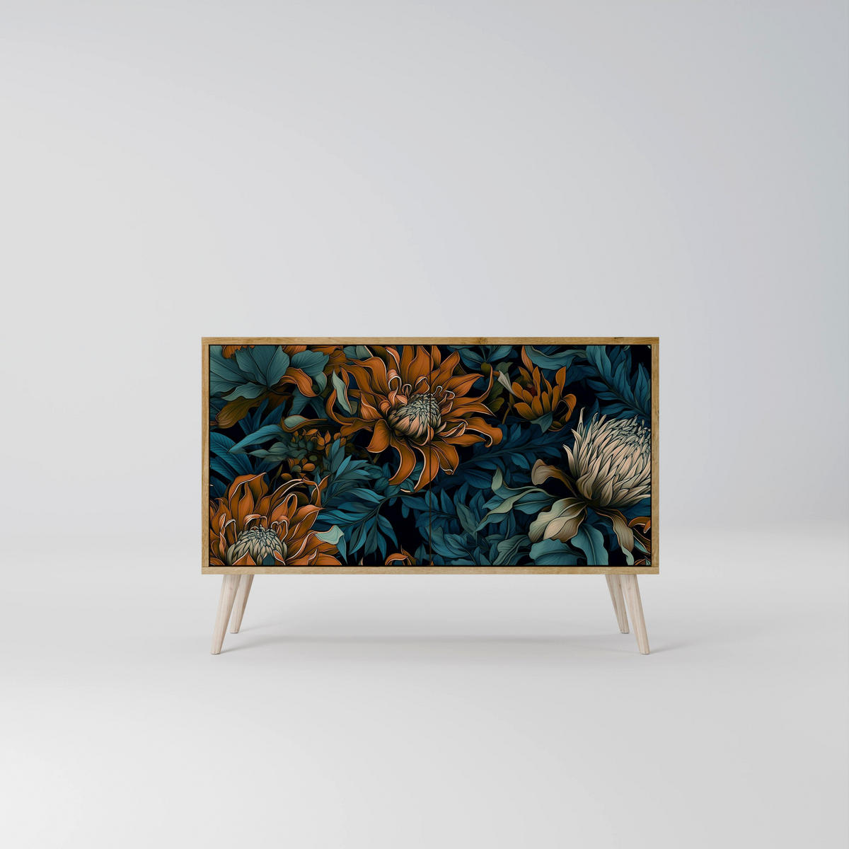 SIDEBOARD MORNING BLOOM, Eicheneffekt, 111x42x77,5 cm, 2 Türen - Eichefarben/Buchefarben, Holzwerkstoff/Buchenholz (111/77.5/42cm) - SpaceRebels
