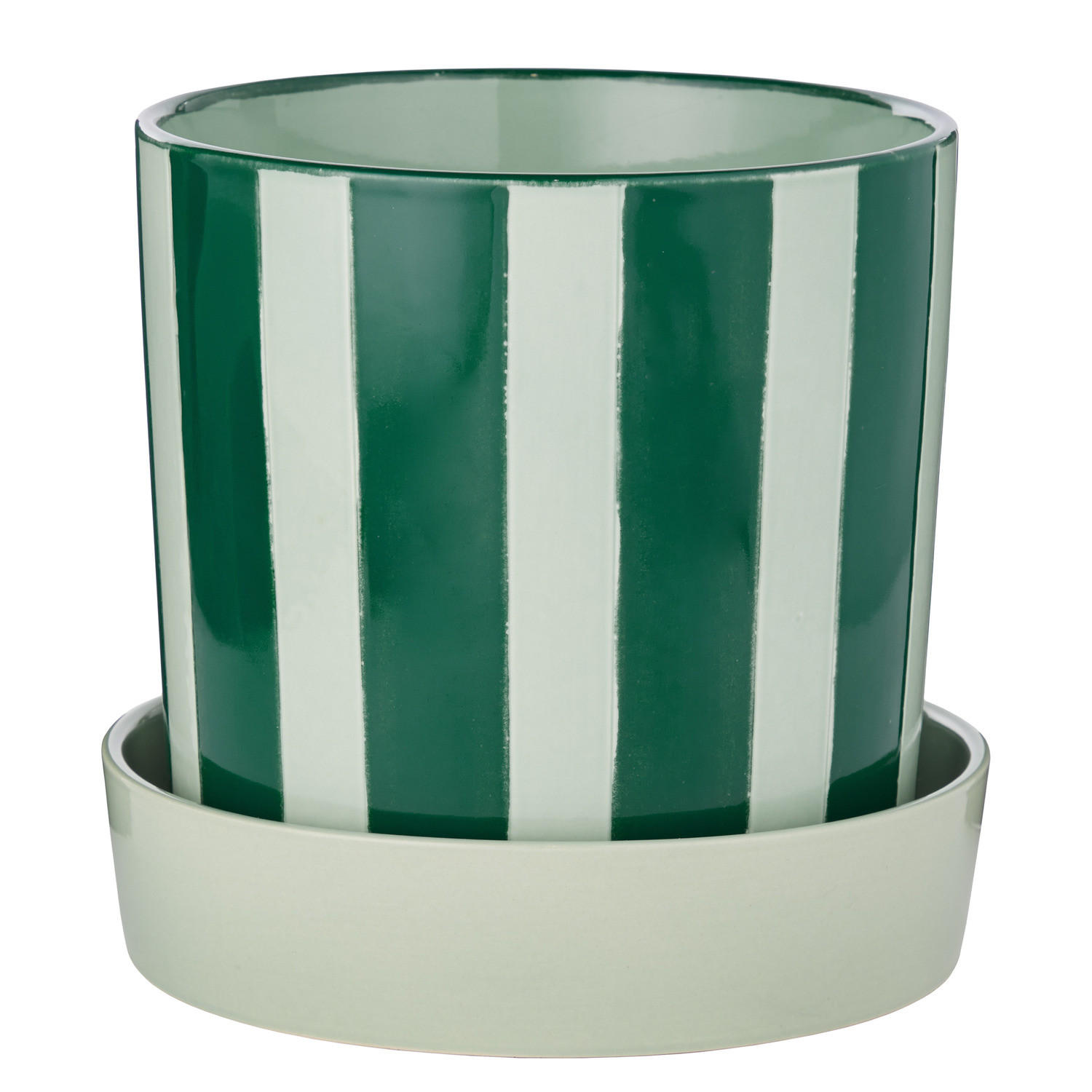BLUMENTOPF Circus mit Teller Ø20cm - Grün, Keramik (20cm) - Butlers