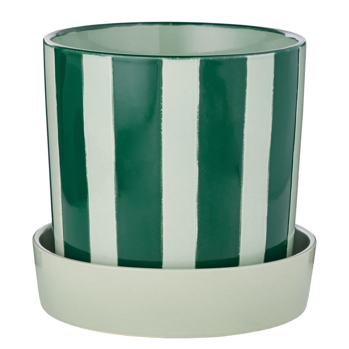BLUMENTOPF Circus mit Teller Ø20cm - Grün, Keramik (20cm) - Butlers