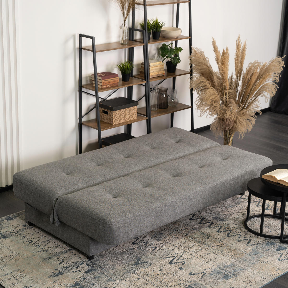 SCHLAFSOFA ARUBA Ausziehbar Grau - Schwarz/Grau, Holz/Textil (188/88/90cm) - makarowski meble