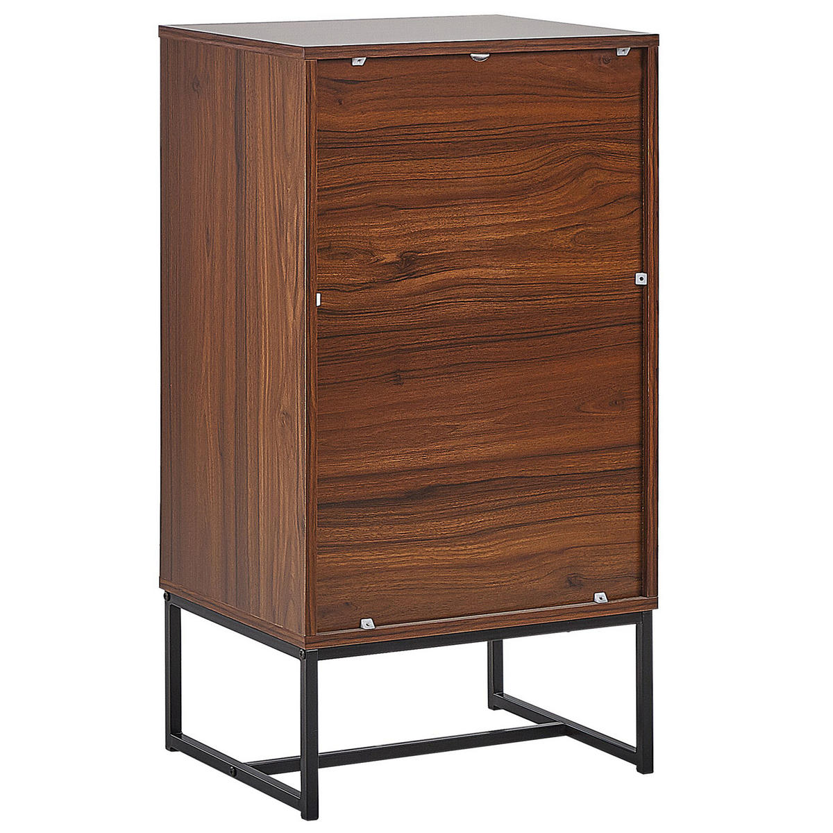 KOMMODE 3 Schubladen dunkler Holzfarbton/weiß Nueva - Dunkelbraun/Schwarz, Holzwerkstoff (49/91/38cm) - Beliani