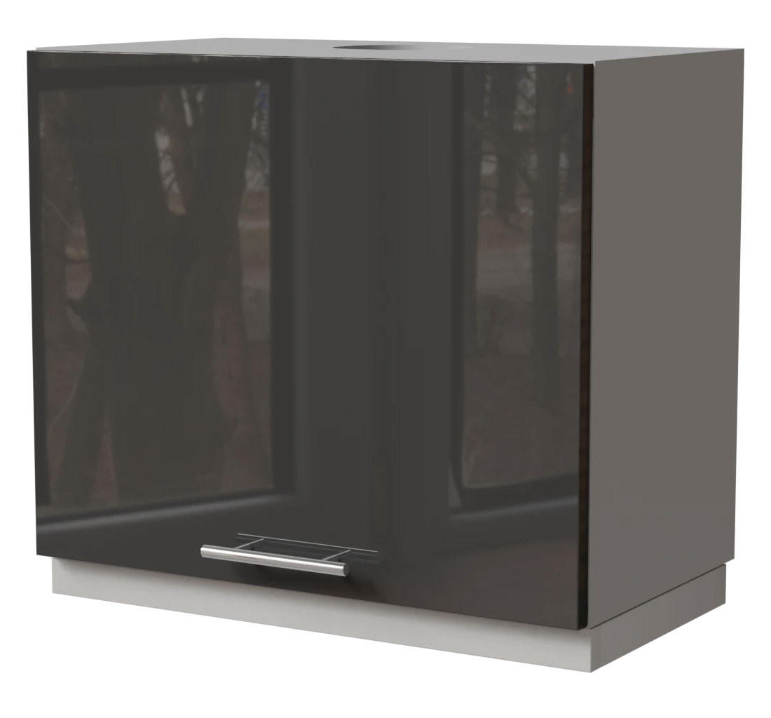 WRASENSCHRANK Essen W8/60 Graphit Hochglanz / Grau Matt 60 / 32,5 / 50cm - Graphitfarben/Grau, Holz/Holzwerkstoff (60/50/32.5cm) - Feldmann-Wohnen