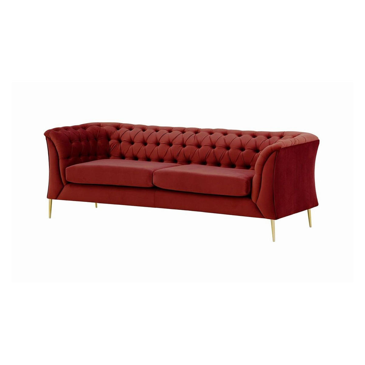 2,5-SITZER-SOFA Chesterfield Modern-Velluto 7 - Rot, Holz/Textil (209/74/80cm)