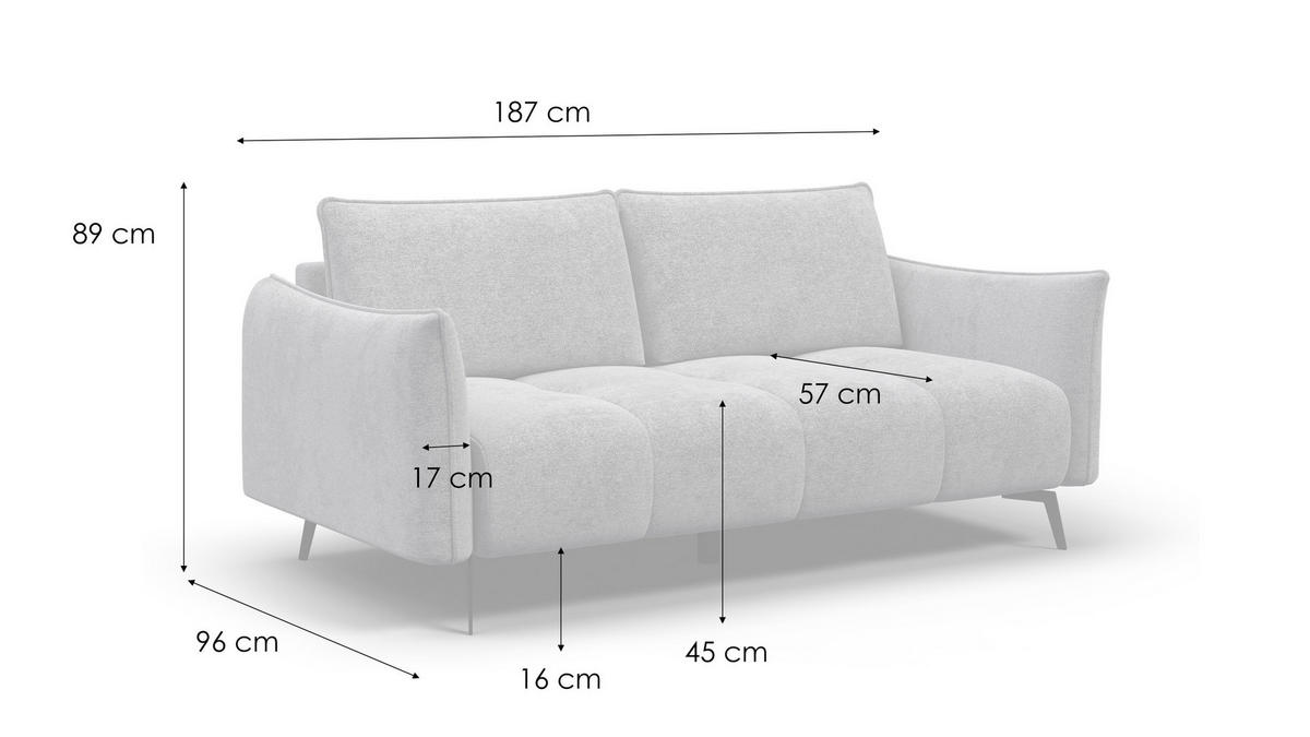 SOFA AERA 2,5-Sitzer, ecru - Ecru/Schwarz, Holz/Textil (187/89/96cm) - Courtois Laville
