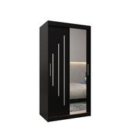 SCHWEBETÜRENSCHRANK 200/100/62 2-türig - Silberfarben/Schwarz, Holz/Kunststoff (100/200/62cm) - Abiks Möbel