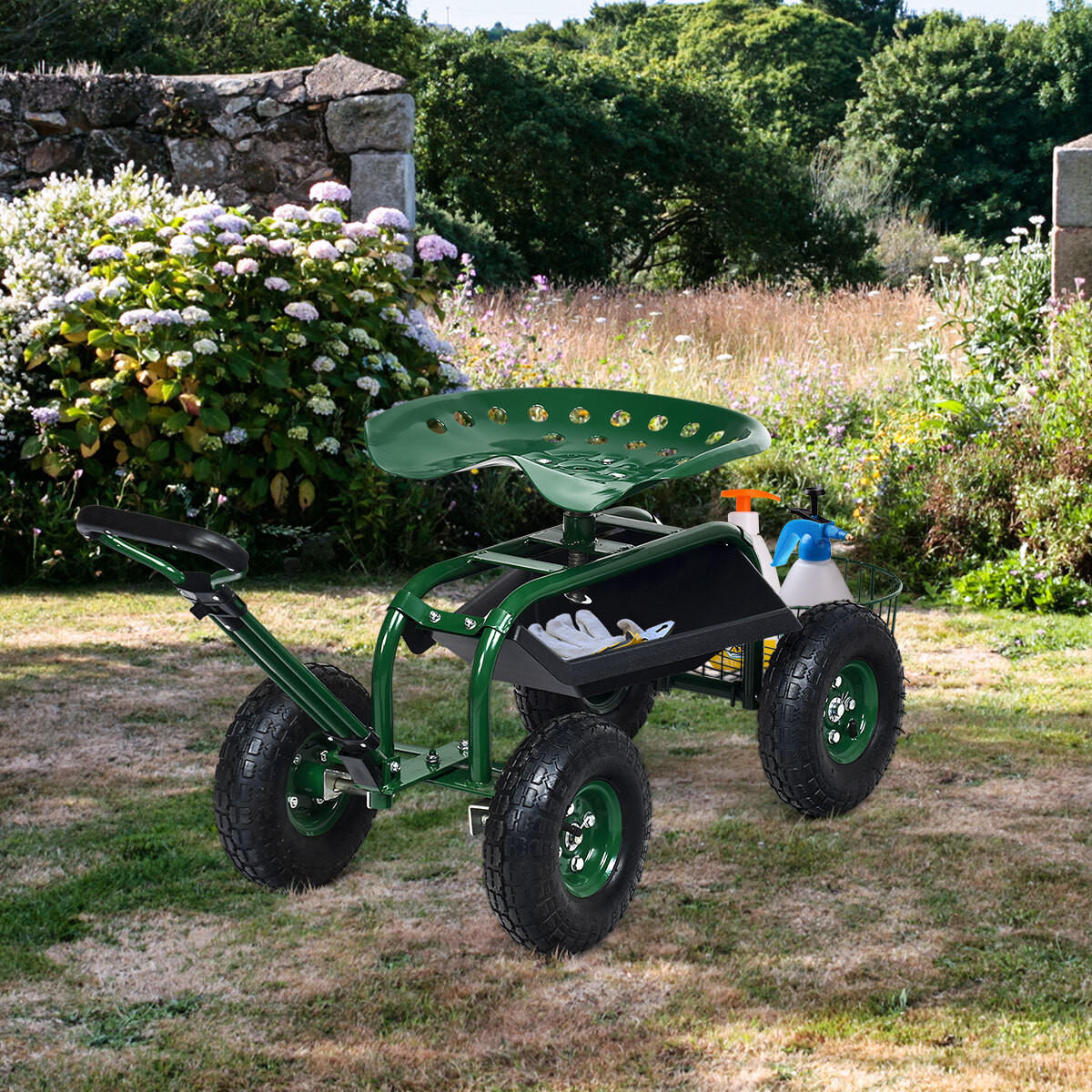 GARTENWAGEN Grün - Grün, Metall (96.5/45.5/48.5cm) - COSTWAY