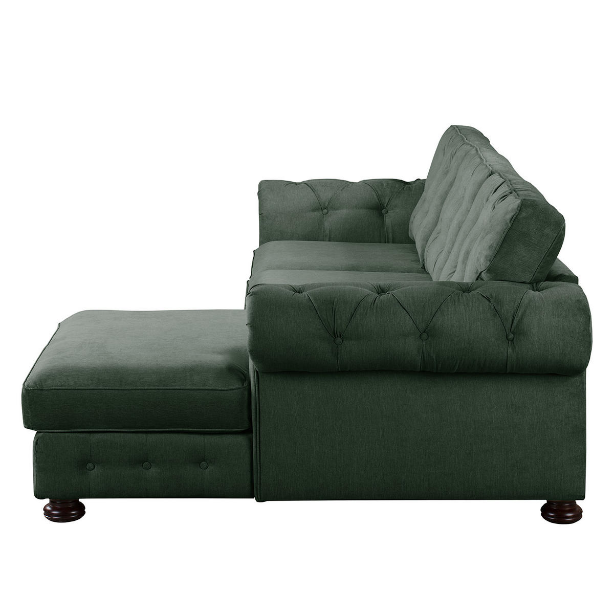 ECKSOFA mit Longchair - Microfaser - Olivgrün, Textil (302/166cm) - home24