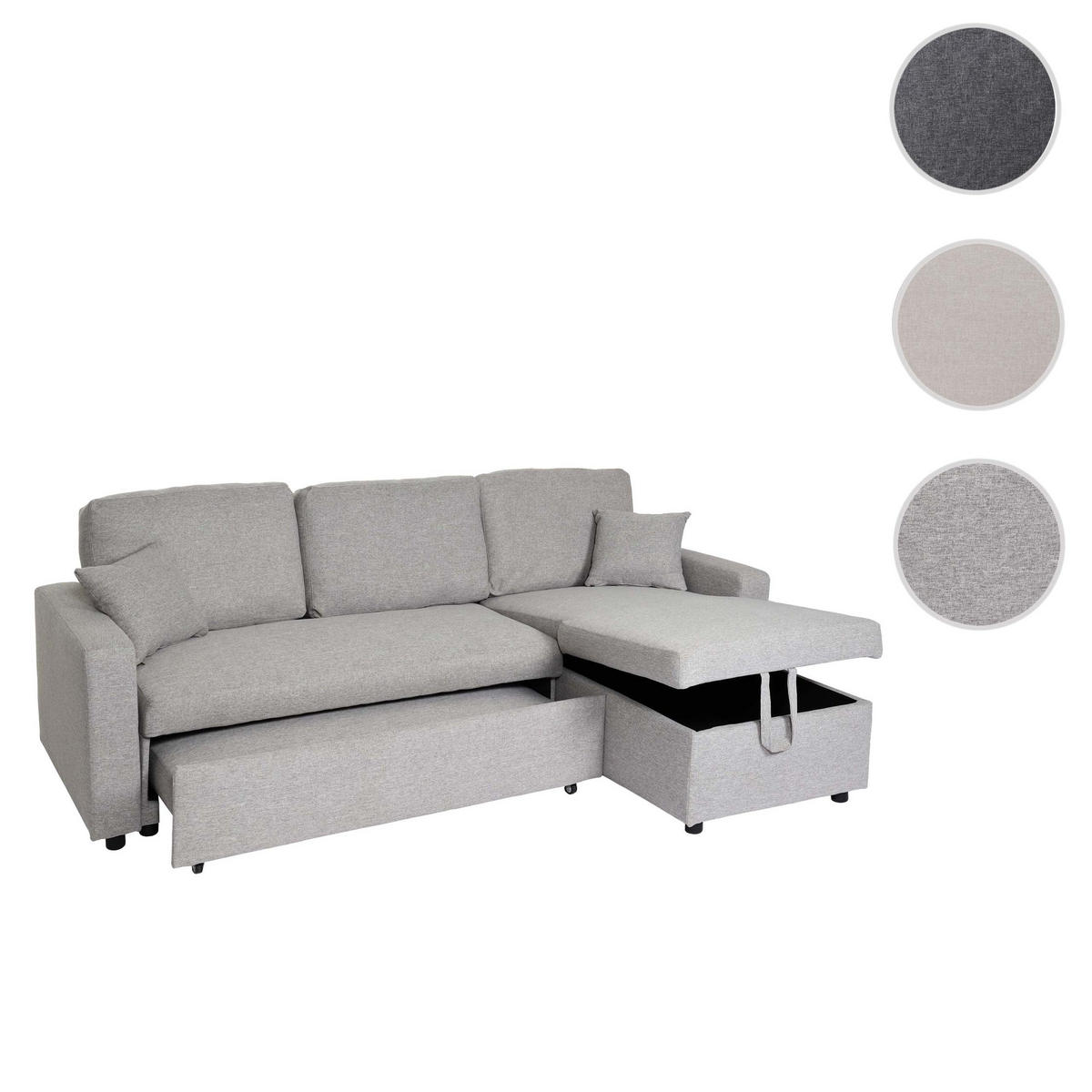 ECKSOFA MIT BETTKASTEN Hellgrau - Hellgrau, Textil (228/151cm) - MCW
