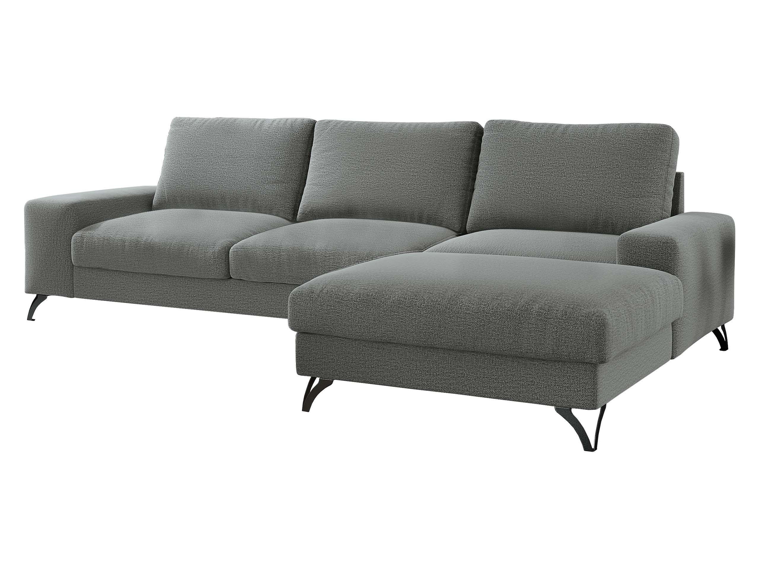 ECKSOFA Flavio, Seite: Rechts - L4+L2F+R1F - Schwarz/Grau, Holz/Textil (300/179cm) - MIRJAN24
