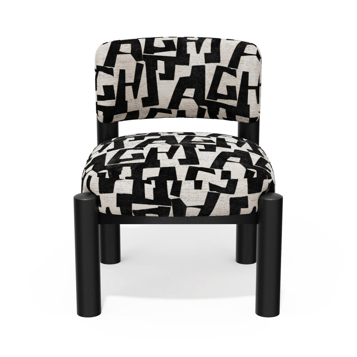 SESSEL ELY Strukturierter Stoff mit Muster Schwarz 60.5cm - Schwarz, Textil (60.5/74.5/62cm) - Premium Interiors