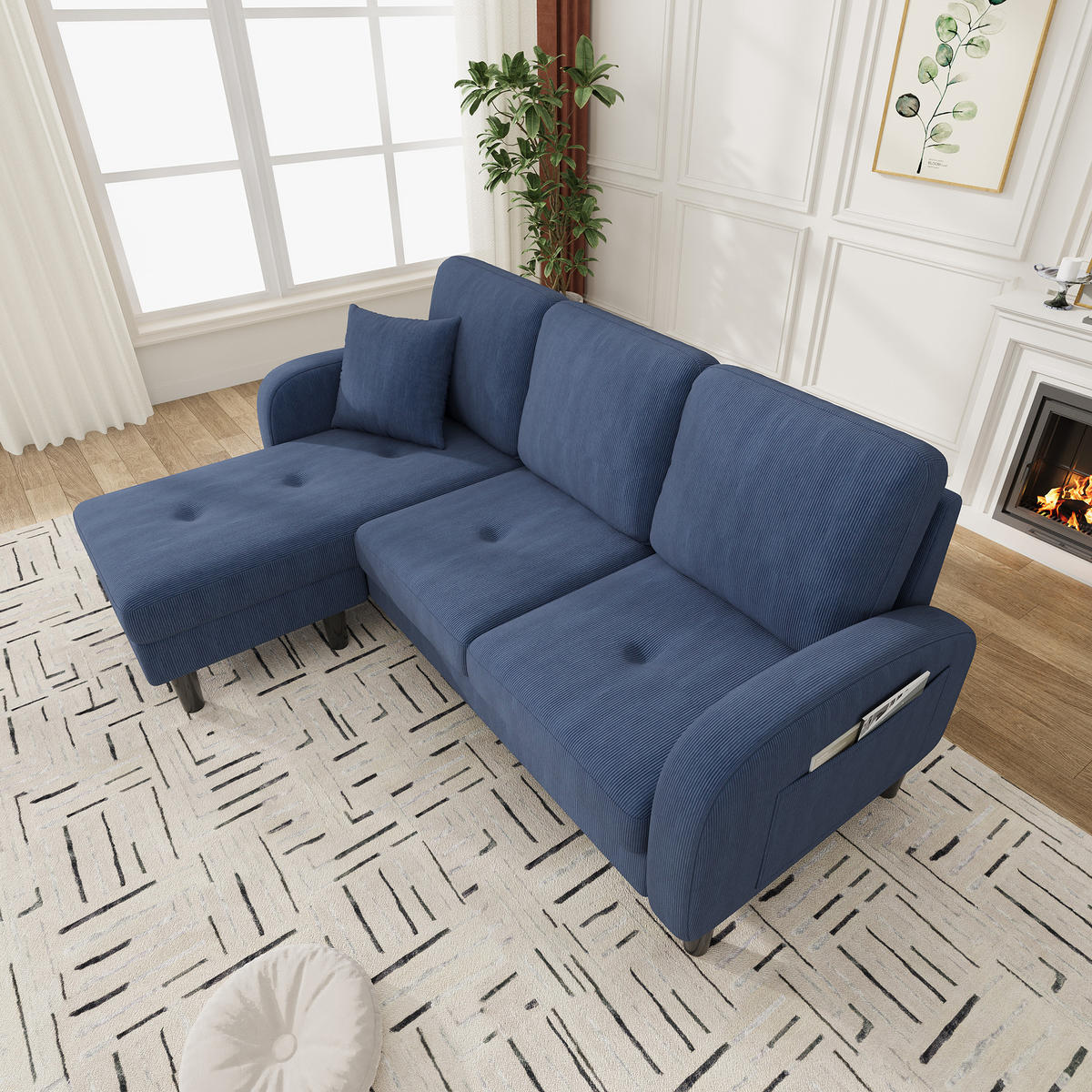 ECKSOFA 166/118/77 cm Blau mit Chaiselongue - Blau, Textil (166/118cm) - Oxeza