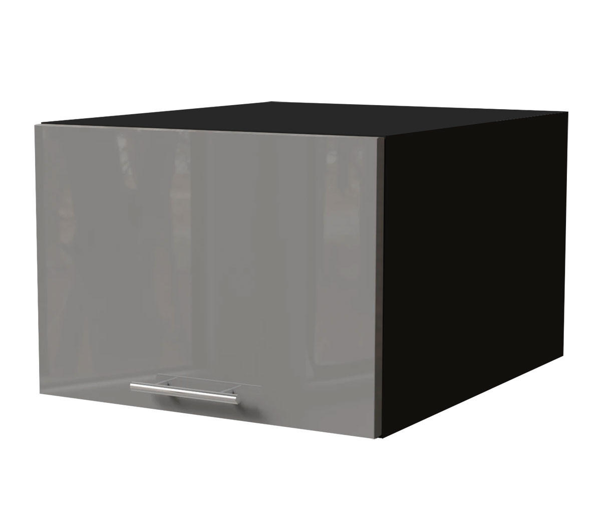 AUFSATZSCHRANK Essen W6B/50 Grau Hochglanz / Schwarz Matt 50 / 59 / 36cm - Schwarz/Grau, Holz/Holzwerkstoff (50/36/59cm) - Feldmann-Wohnen