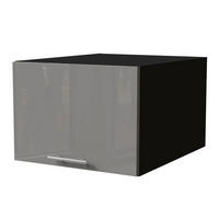 AUFSATZSCHRANK Essen W6B/50 Grau Hochglanz / Schwarz Matt 50 / 59 / 36cm - Schwarz/Grau, Holz/Holzwerkstoff (50/36/59cm) - Feldmann-Wohnen