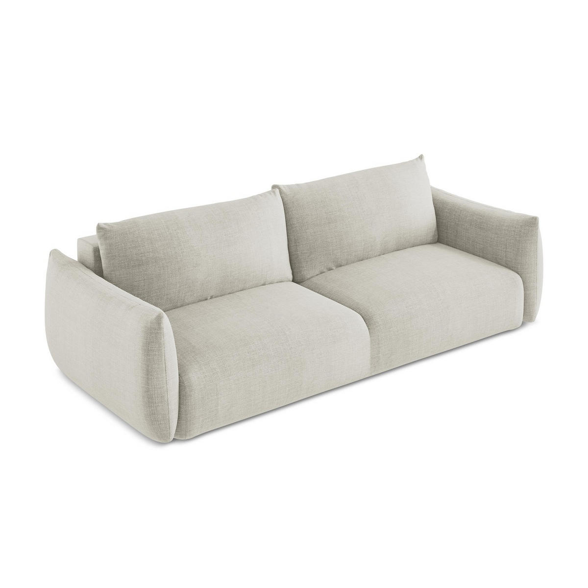 3-SITZER SOFA mit Schlaffunktion Strukturstoff Beige - Beige/Schwarz, Holzwerkstoff/Kunststoff (230/90/105cm) - LaMiaSofa