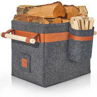 KAMINHOLZKORB Classic Duo 2er-Set Filz mit Metallrahmen für Zusatzstabilität 42/32/35 cm - Dunkelgrau, Textil (32/35/42cm) - OAKAGE