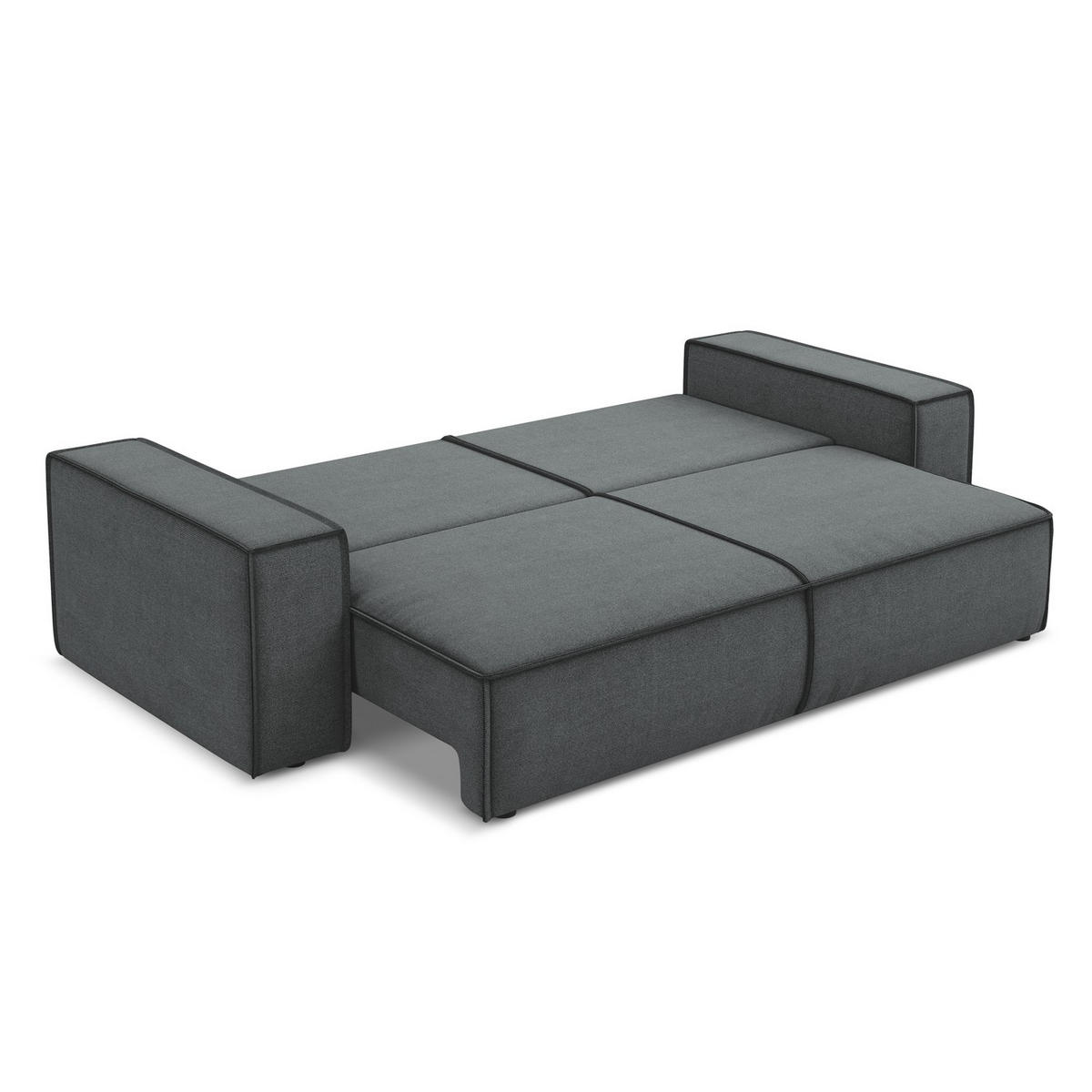 3-SITZER SOFA mit Schlaffunktion Strukturstoff Stoff Grau - Schwarz/Grau, Kunststoff/Textil (255/85/105cm) - LaMiaSofa