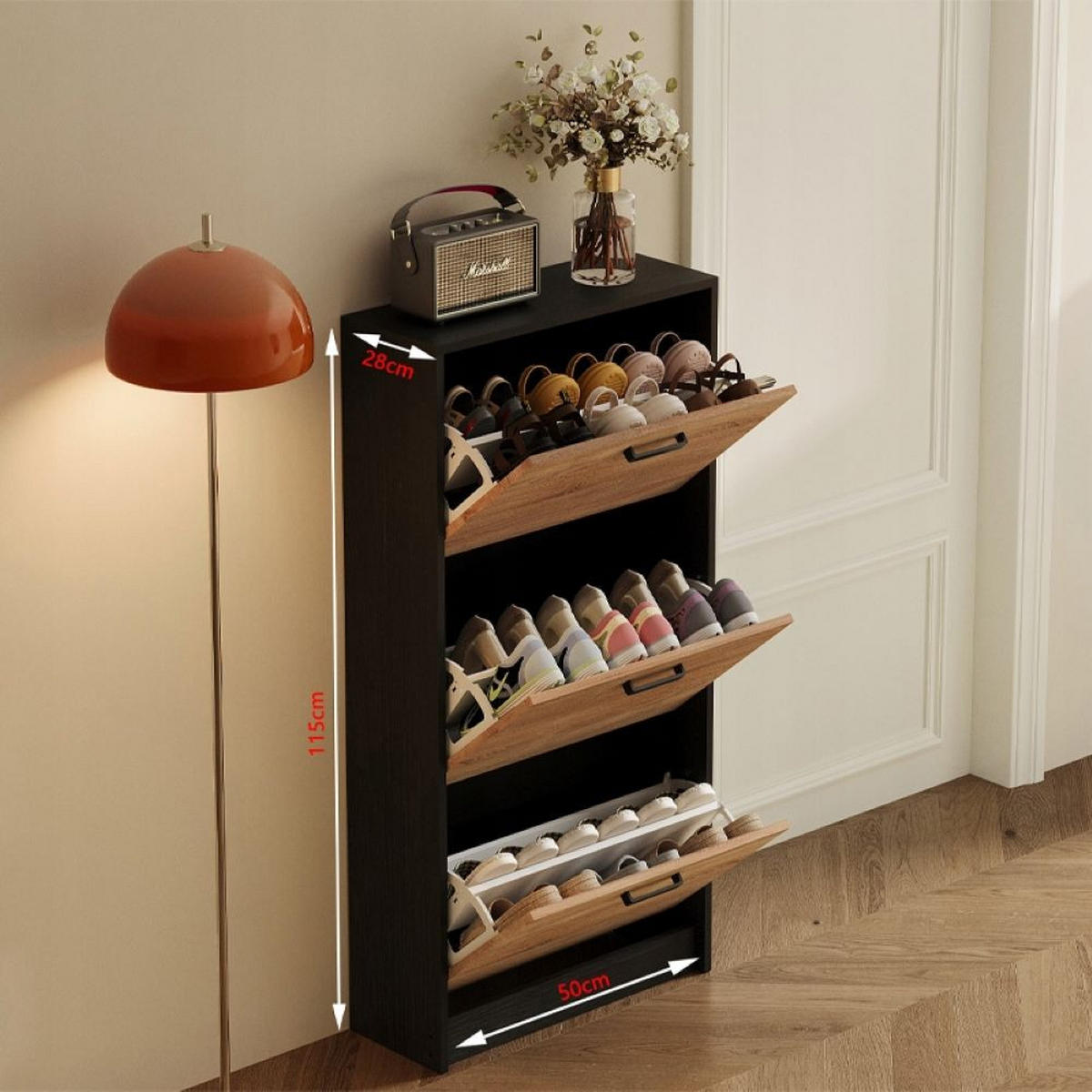 SCHUHSCHRANK, braun 28/50/115 cm - Ahornfarben/Braun, Holzwerkstoff (28/115/50cm)