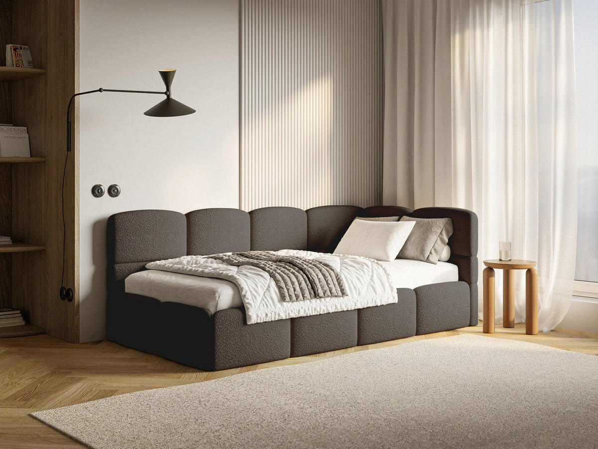 JUGENDBETT Cloudy Braun 120 cm, Bouclé - Schwarz/Braun, Kunststoff/Textil (120/200cm) - Selsey