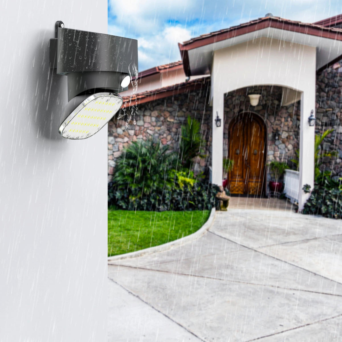 BRILOCK 1500LM Solar-Sensor-Wandleuchte - Schwarz, Kunststoff (12/11/15cm) - Lumisky