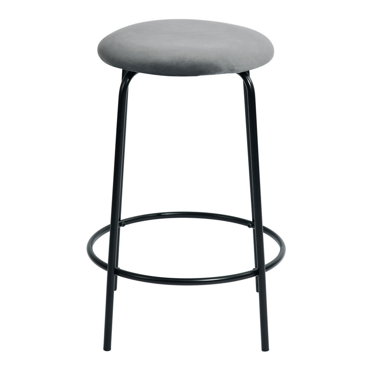 BARHOCKER 2er-Set Metallfüße, Samt, grau - Schwarz/Grau, Metall (36/73/37cm) - Urban Meuble