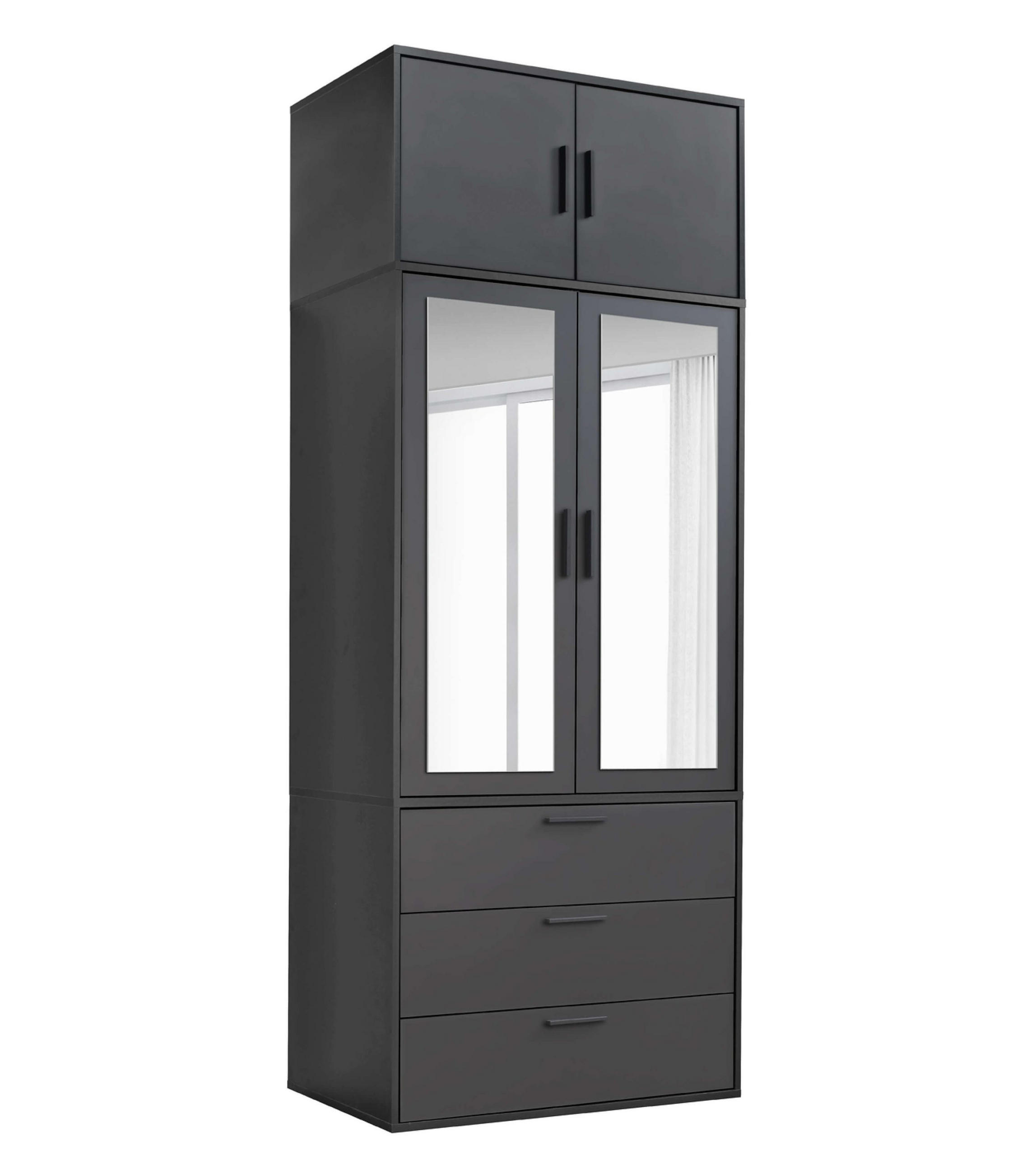 KLEIDERSCHRANK mit Spiegel Der Grenzenlose - Anthrazit, Holzwerkstoff (90/234/58cm) - Mokebo